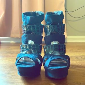 Blue Platform Heels